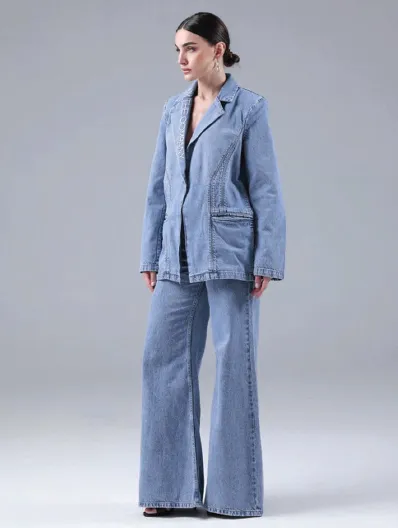 Denim blazer set, back