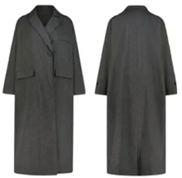 Grey wool coat, front and back