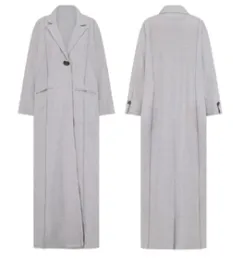 Light grey long coat, front and back