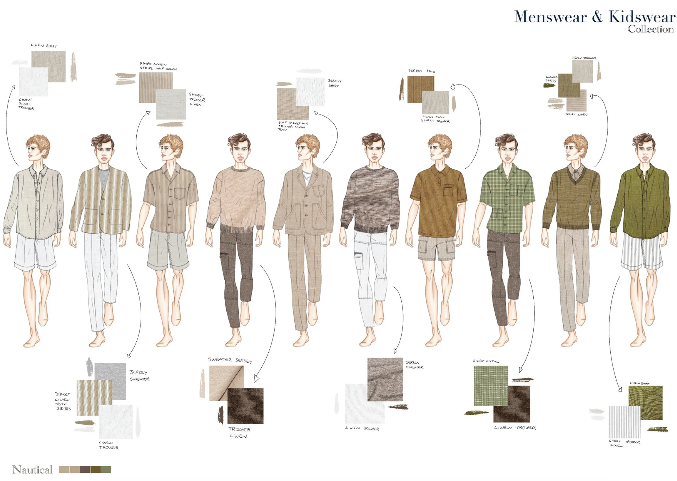 Menswear sketches, blue