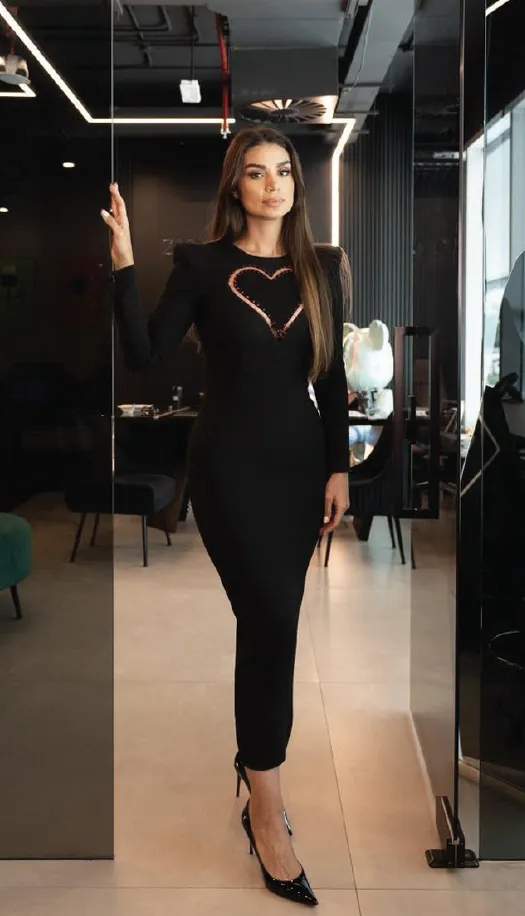 Black heart tee with mesh trousers